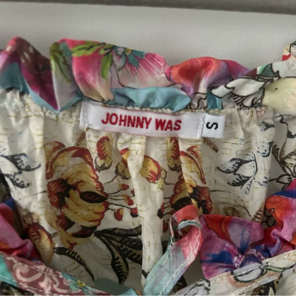 Johnny Was Daria 100% Silk Boho Cold Shoulder Boho Bell Sleeve Blouse Top S - Picture 7 of 13